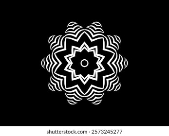 Black and white caleidoscope classic gradient flower art pattern of traditional tenun batik ethnic dayak ornament for wallpaper ads background sticker or clothing	