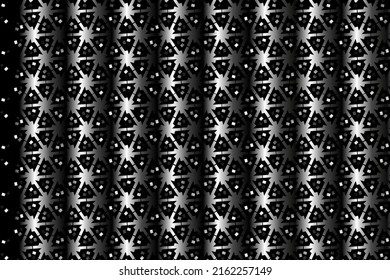 Black and white caleidoscope gradient abstract line art pattern of indonesian culture traditional tenun batik ethnic dayak ornament for wallpaper background ads