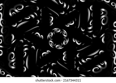 Black and white caleidoscope gradient abstract line art pattern of indonesian culture traditional tenun batik ethnic dayak ornament for wallpaper background ads
