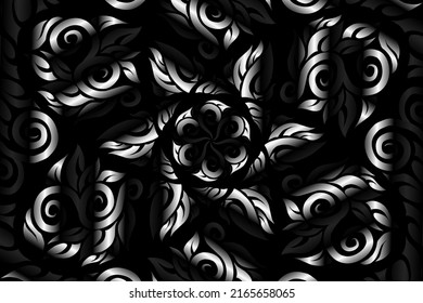 Black and white caleidoscope gradient art pattern of indonesian traditional tenun batik ethnic dayak ornament for wallpaper ads background sticker or clothing
