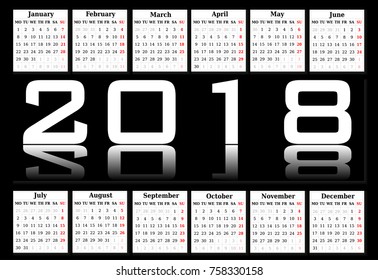 Black and White Calendar 2018
