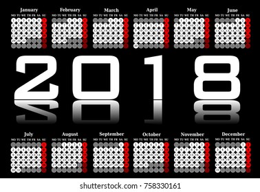 Black and White Calendar 2018
