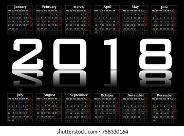 Black and White Calendar 2018

