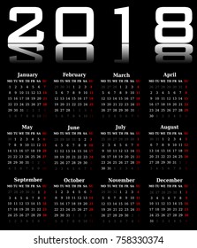 Black and White Calendar 2018