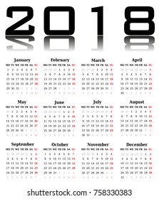 Black and White Calendar 2018