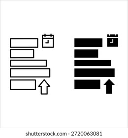 Calendario blanco y negro y conjunto de flechas