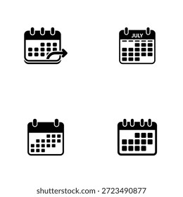 Calendario blanco y negro con flechas y fechas