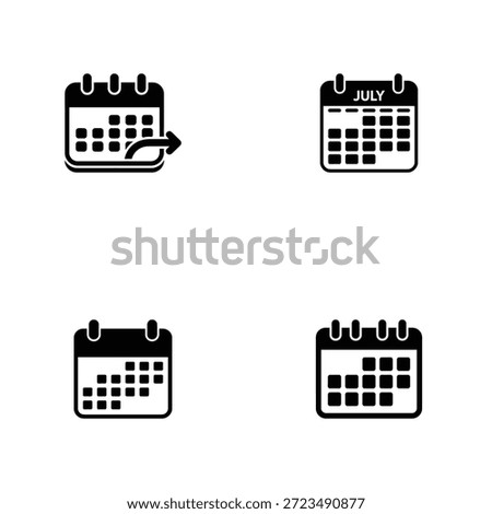 Black and white calendar with arrows and dates