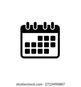 Calendario en blanco y negro con cuadrados de fecha en blanco