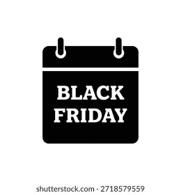 Icono de calendario en blanco y negro con tipografía en negrita de venta de BLACK FRIDAY
