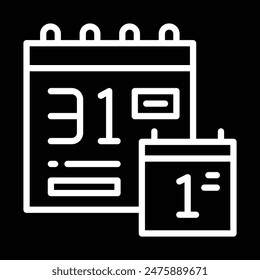 Icono de calendario blanco y negro con el número 31 en rojo