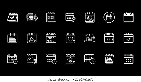 black and white calendar icon vector collection
