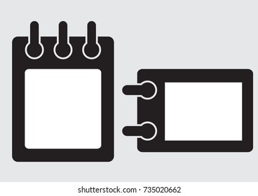 Black and white calendar icons. Vector illustration