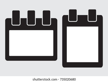 Black and white calendar icons. Vector illustration