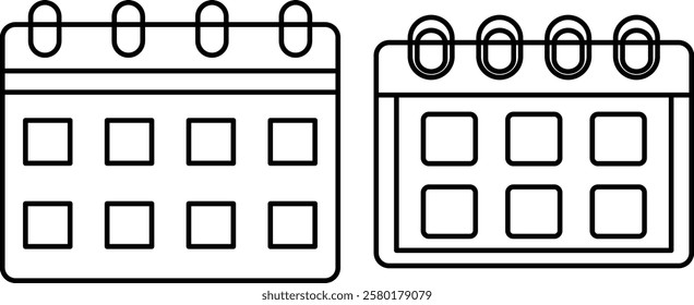 Black and White Calendar Illustration, A clean, vector graphic of two calendar layouts. EPS-10.