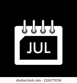 Black White Calendar July Vector Icon Illustration