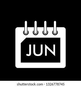 Black White Calendar June Vector Icon Illustration
