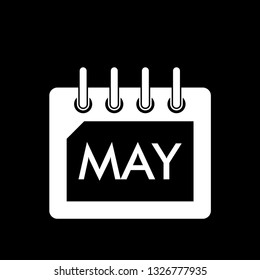 Black White Calendar May Vector Icon Illustration