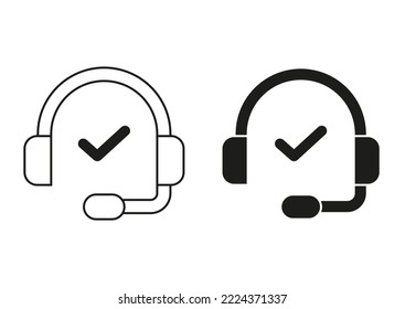 Vector de iconos plano del Centro de llamadas en blanco y negro