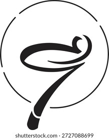 schwarz-weißes kalligraphisches Logo mit Flüssigkeit