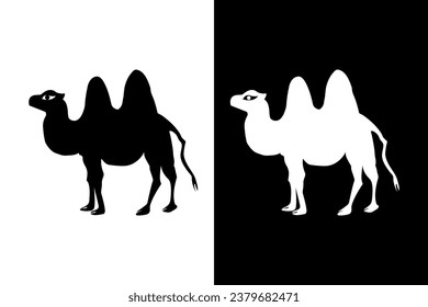 Black and white camels on a black and white background	