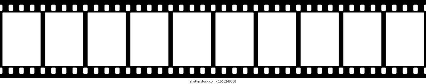 Black and white camera film template. The rounded corners of the frame. Vector illustration.
