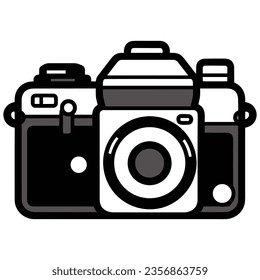 Vector plano de icono de cámara en blanco y negro