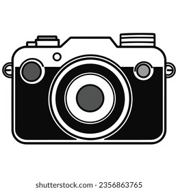 Vector plano de icono de cámara en blanco y negro