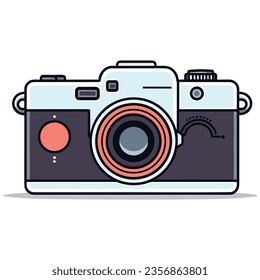 Vector plano de icono de cámara en blanco y negro