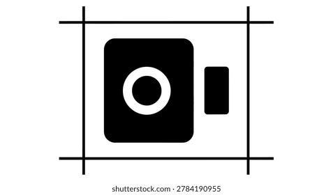 Black and white camera icon graphic