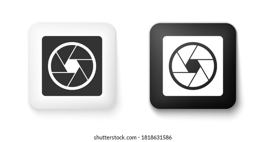 Schwarz-Weiß-Kamera-Symbol einzeln auf weißem Hintergrund. Knopf Quadrat. Vektorgrafik.