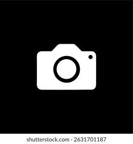 Black and White Camera Icon on Transparent Background
