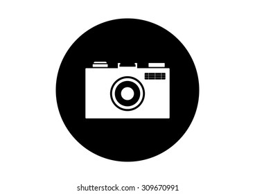 Black and white camera icon on white background   