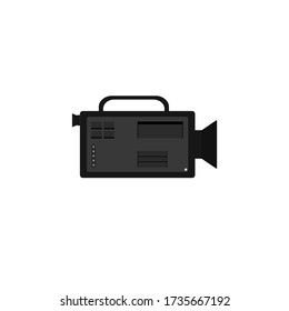 Black and white camera icon, shooting, video, photo vector illustration
