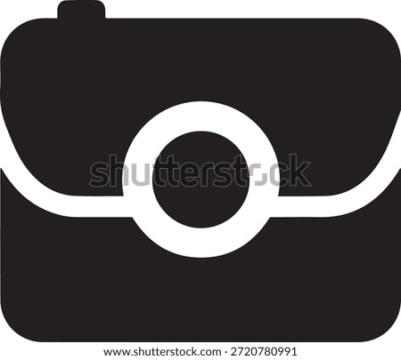 Black and white of a camera lens with a circular aperture and a rectangular body camera lens aperture