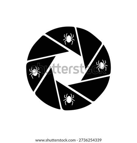 Black and white camera lens with spiders aperture