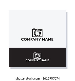 black and white camera logo design vector illustration