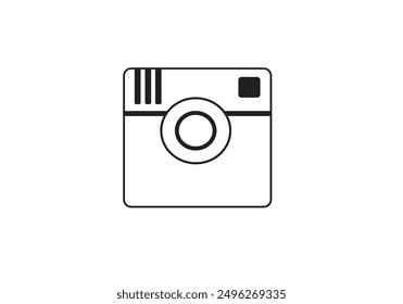 Black and white camera logo with three vertical lines suitable for photography studios, camera shops, and media companies branding.