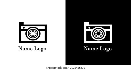 black and white camera logo vector