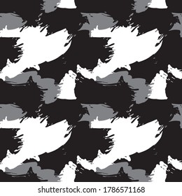 Black and White Camouflage abstract seamless pattern background suitable for fashion textiles, graphics
