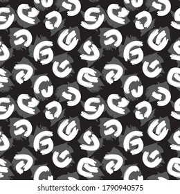 Black and White Camouflage abstract seamless pattern background suitable for fashion textiles, graphics