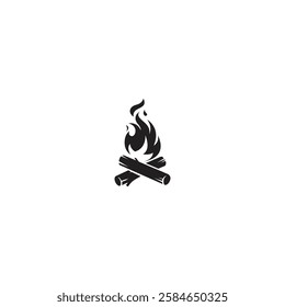 Black White Campfire Vector design
