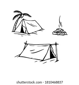 vector de campamento blanco y negro
