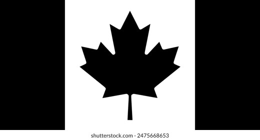 Ilustración vectorial de bandera de Canadá en blanco y negro aislado. Emblema Anuncio de Canadá. Territorio de Norteamérica. Símbolo patriótico de la bandera canadiense.