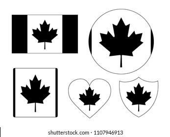 Black and White Canada Flags Set