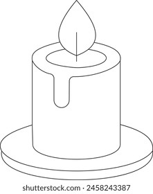 Black and White Candle with holder In a white background for assembling or creating teaching materials for moms doing homeschooling and teachers searching for images for teaching