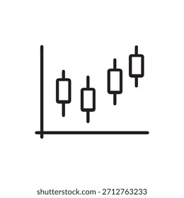 ícone gráfico candlestick preto e branco ilustração vetor financeiro de negociação de mercado de ações simples