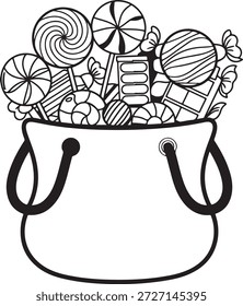 Blanco y negro de una bolsa de dulces golosinas