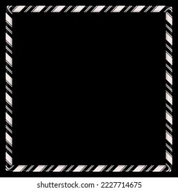 Black and white candy cane frame on black background