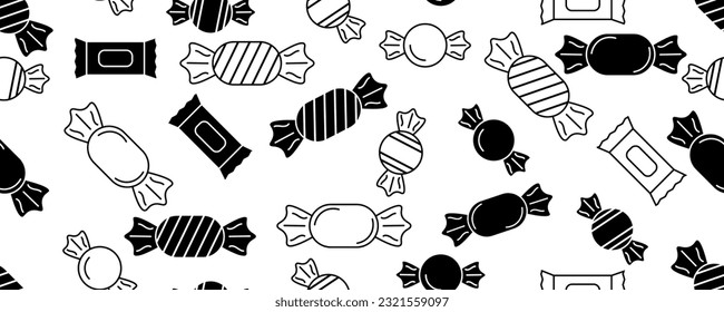 black white candy seamless pattern